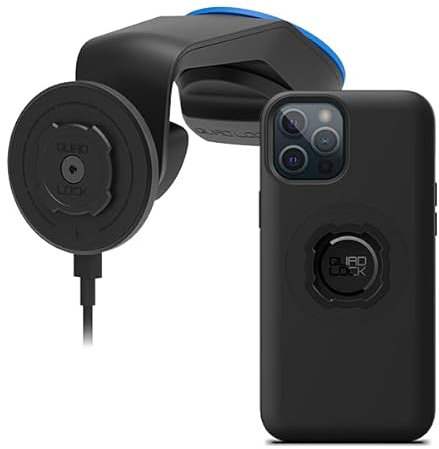 Quad Lock Windscreen/Dashboard Car Phone Holder with MAG Wireless Charging Head V2 and MAG Phone Case for iPhone 12 Pro Max