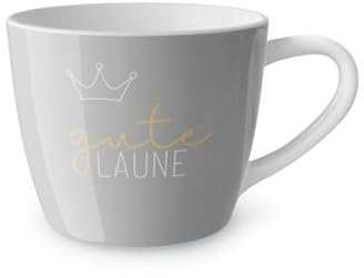 Kaffeetasse Teetasse Tasse Maxi Becher (Grau - Gute Laune - 910351)