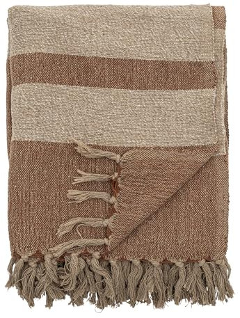 Bloomingville Hochwertige Tagesdecke 160 x 130 cm – Vielseitige Kuscheldecke aus recycelter Baumwolle, ideal als Sofadecke oder für Bett und Garten, kuschelig weich und pflegeleicht (Dunkelbraun)