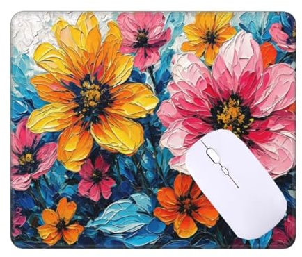 Tapis de Souris Fleurs colorées Tapis de Souris Gamer, Tapis de Souris 90 x 60 cm Sous Main Bureau Imperméable Tapis Souris, Bords Surpiqués Tapis de Bureau pour Bureau Decor, Cadeaux pour Femmes T180
