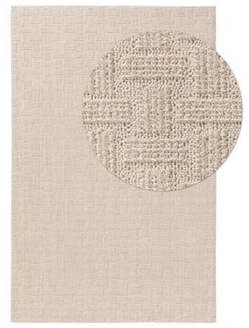 benuta Nest Teppich Lilibeth - Creme 117x170 cm - Kunstfaser - Rechteckig & im Style: Abstrakt,Geometrisch, Hygge & Cozy, Minimalistisch - Pflegeleicht für Wohnzimmer Schlafzimmer