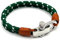 Men's Nautical Bracelet with Stainless Steel Shackle - Double Rope Bracelet with Silver Bolt Clasp - Surfer Jewellery (Sea Green)