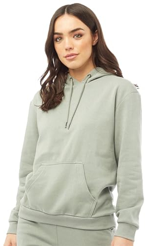 BRAVE SOUL Womens Hoodie with Adjustable Drawstring, Kangaroo Pocket Comfortable Fit and Soft Fleece Hoodie for Women, Sage Colour, XS