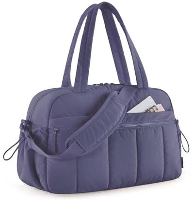 BAGSMART Women's Gym Bag with Wet Pocket, Ultra Lightweight Travel Duffle with Trolley Sleeve, Carry-On Weekend Bag, Water-Resistant, Navy Blue