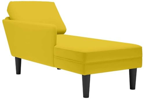 vidaXL Chaiselongue mit Kissen und Rechter Armlehne Gelb Samt, Recamiere, Loungesessel, Lounge Sofa, Lounge, Loungesofa, Wohnzimmersofa, Akzentsessel