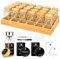 DSUID Natural Bamboo Spice Rack with Jars, Spice Rack Cabinet Set with 24 Square Spice Jars and 180 Black Label, Bamboo Suitable for a Tidy and Organised Kitchen