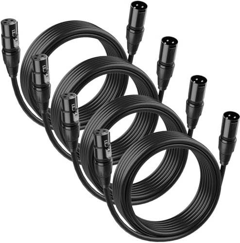 Cables DMX de 6 metros 4 paquete, Czgor flexible de 3 Pines XLR Macho a Hembra Cable DMX para Señales de Iluminación para Conectar Cables Ópticos