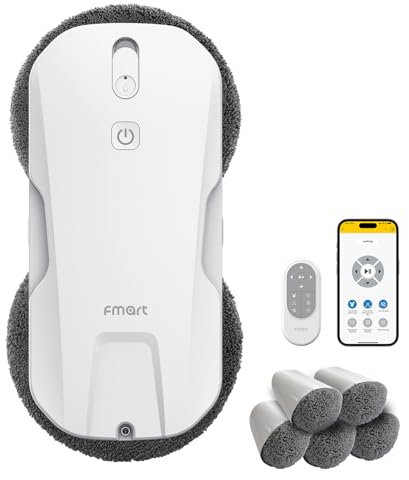 Fmart T11 Fensterputzroboter Automatisches Vier-Wege-Sprühsystem mit dreifachem Sicherheitssystem, intelligenter Navigation, Fernbedienung, für alle glatten Oberflächen, mit 10 Tüchern.