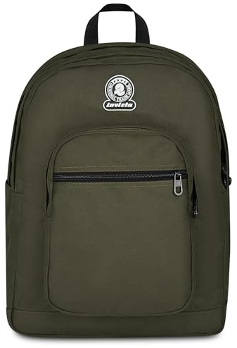 Invicta Zaino Scuola Doppio Scomparto Dial Solid, Verde, Tasca Porta Borraccia, Tasca per PC 14, Maxi Capienza, Zaino Scuola, Ragazzo e Ragazza