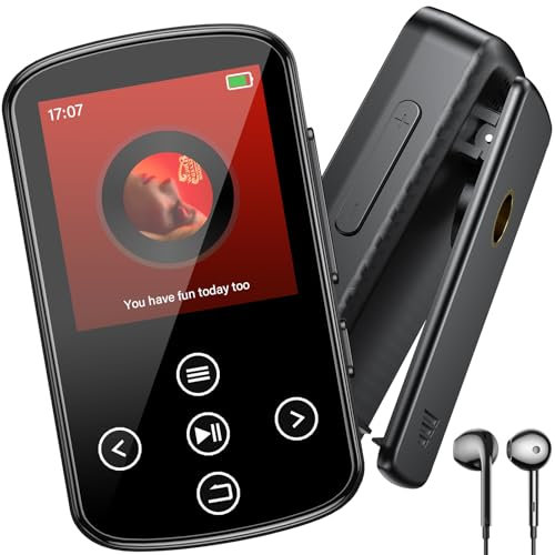 128GB Lettore MP3 Bluetooth 5.4, Musicale Sportivo Portatile, con Clip Sportiva, Altoparlante, Audio HiFi di Alta Qualità, Radio FM, con Auricolare, Nero