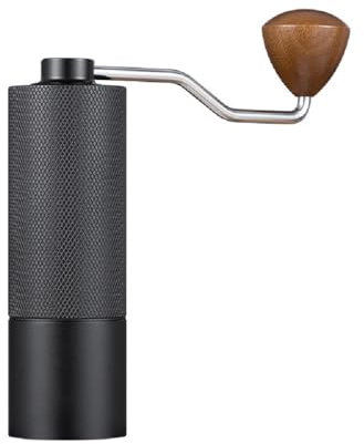 Molinillo Cafe Manual, Molino Cónico de Acero Inoxidable con 50 Niveles de Molienda Ajustable Molinillo de Café Espresso Sin Plástico con Mango de Madera para Uso en el Hogar, la Oficina y Viajes