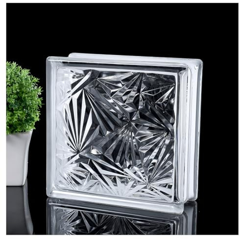 Zfmnoyev Brique De Verre Creuse Carrée À Motif De Cristaux De Glace, Haute Transparence, Isolante Phonique Et Thermique, pour Fenêtres, Douches, Salles De Bains, Couloirs Et Bureaux.(Clear-F)