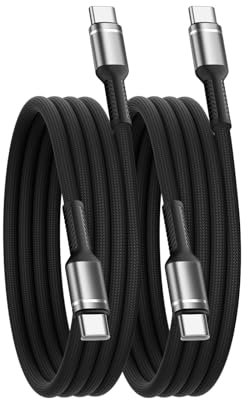 USB C to USB C 2Pack 1M, 60W Fast Charging Cable Type C Cable USBC Charge Lead for iPhone 16 15 Pro Max Plus MacBook iPad Pro/Air Samsung Galaxy S24 S23/S22/S21 Ultra Pixel 8 Switch (1M)