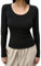 SASSY STYLE Womens Ladies Long Sleeve Stretch Plain Scoop Neck T Shirt Top Assorted 8-26 (Black, 8)