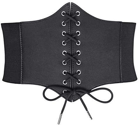 JasGood Damen Korsett Gürtel Schnürkorsett Elastischen Breiten Band, Gebundener Waspie Taille Gürtel Hüftgurt für Damen Halloween,Black,113cm(Anzug für Taille 110cm-124cm)
