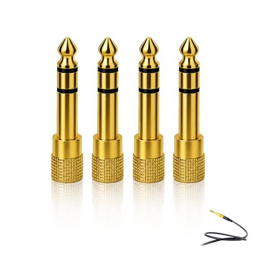 Lunpoem 4PCS Headphone Jack Adapter3.5mm to 6.35mm Headphone Jack Adapter, Aux Jack Converter Stereo Audio Adapter Headphone Adapter For Amplifiers, Keyboards, Pianos, Earphones And Audio Devices