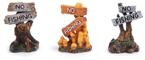 Selections Garden NO FISHING Aquarium Ornament, Fish Tank Decoration, 7.5 cm, Random Design