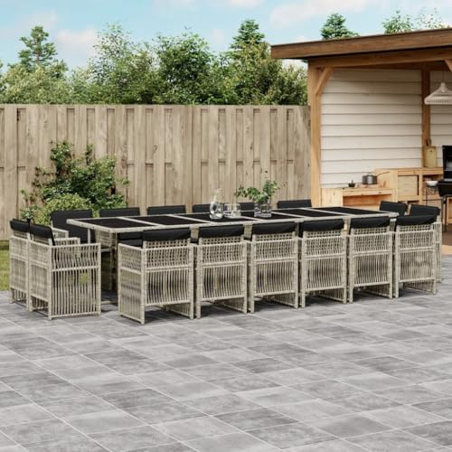 Qnhdfrt Garten Essgruppe 16 TLG Set mit Kissen PE Rattan Klappstühle Bierzeltgarnitur für Terrasse Balkon Garten