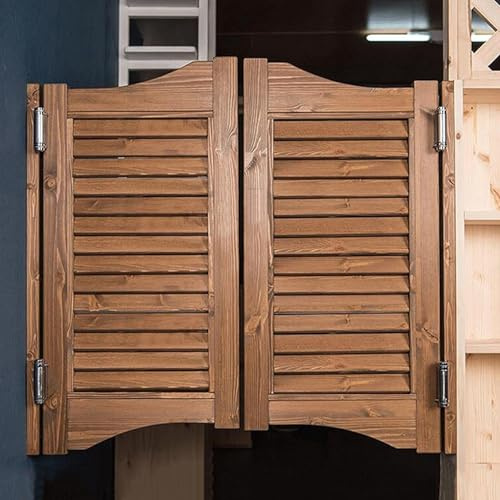 Individuelle Retro-Luvered-Lowboard-Schwenktür, Massivholz, Café-Türen mit Edelstahl-Scharnieren, automatisches Schließen, perfekt für Bar und Küchentrennwand (B 43 x H 99 cm)