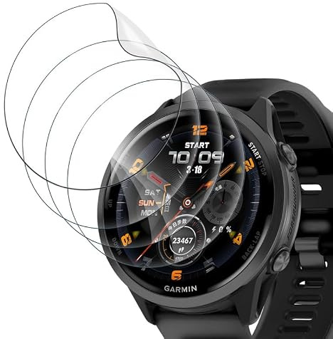 Devgoed [4 Stück] für Folie Garmin Forerunner 970 47mm Weich TPU Glasschutzfolie, Frei von Staub Schutzfolie Garmin Forerunner 570 47mm Displayschutz, Anti-Shedding Displayfolie Panzerglas