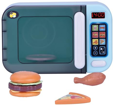 Tachan - Micro-Ondes Jouet avec Lumière, Sons et Plateau Tournant - Écran Numérique - 6 Fonctions de Temps - Inclut Nourriture (CPA Toy Group 782T01005)