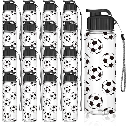JTKDG 16 Pcs Soccer Ball Water Bottle Bulk 17 oz Soccer Ball Reusable Water Drink Bottles Sports Soccerball Accessories for Party Favor Players Lovers Team Gifts