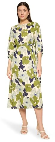 Cartoon Damen Blumenkleid mit Bindegürtel