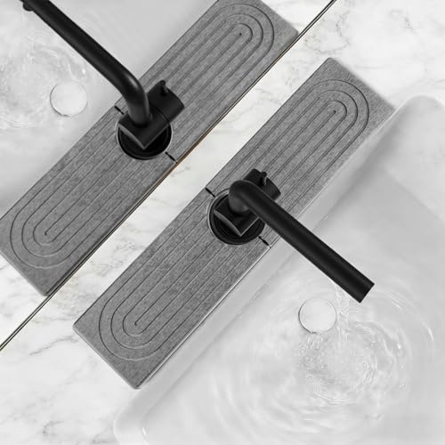 AOOHA Faucet Mat for Kitchen Sink, 40×10cm Stone Drying Mat Kitchen, Diatomite Stone Drying Sink Protectors, Splash Guard, Super Absorbent, for Kitchen Bathroom Counter