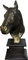 Casa Padrino Luxus Statue Pferd Figur auf Holzsockel Antik Gold/Braun H 39 cm - Tier Skulptur