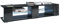 Vladon Lowboard Movie V2, TV-Kommode mit 6 offenen Fächern und Zierleisten, Schwarz matt/Schwarz Hochglanz, inkl. LED-Beleuchtung blau (134 x 29 x 39 cm)