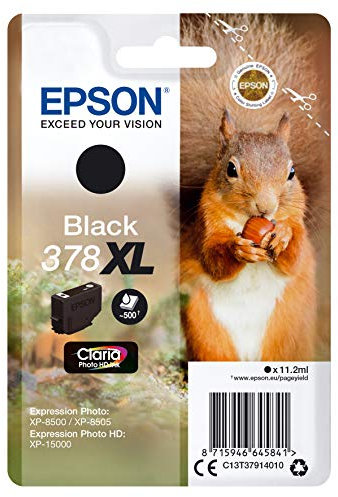 Epson EP64584 Original 378XL Tinte Eichhörnchen (XP-8500, XP-8600, XP-8605, XP-15000), schwarz
