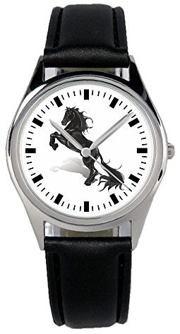 KIESENBERG Armbanduhr Reiter Pferdeliebhaber Geschenk Artikel Idee Fan Damen Herren Unisex Analog Quartz Lederarmband Uhr 36mm Durchmesser B-2185