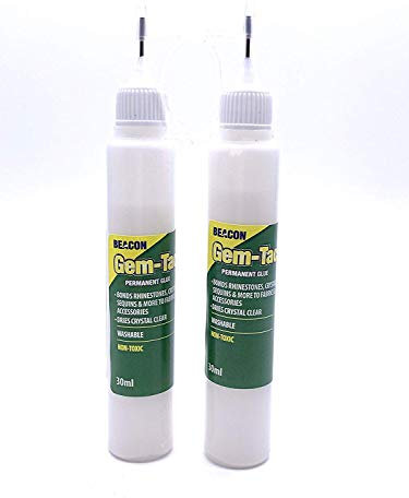 World of Sparkles 30ml Beacon Gemtec Adhesive with Crystal Needle for Applying Crystals, Rhinestones, Diamante, Diamonds, Arts & Crafts, DIY Projects and Fashion Accessories (2 Bottles)
