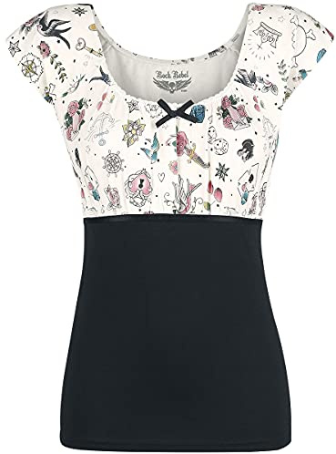 Rock Rebel by EMP Damen schwarz-weißes T-Shirt mit bedrucktem Oberteil