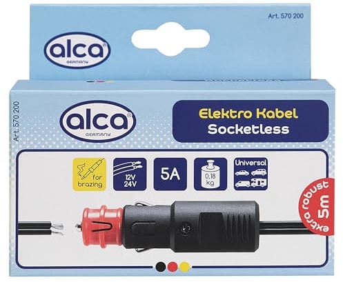 alca® Verlängerungskabel 5m Spiral 12 V / 24 V 8A Sicherung Zigarettenanzünder Verlängerung Stecker Autostecker Kabel Ladegerät Adapter Strom