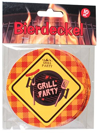 Udo Schmidt 10 Stück Bierdeckel Grill Party als Dekoration für die Gartenparty Tischdekoration Sommer Grillen