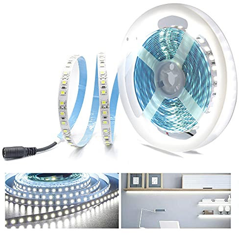 Arotelicht 5M 12V LED Streifen 600LEDs 2835SMD kaltweiss 6000K LED Leiste Strip Stripe Band Streifen Lichtleiste Lichterkette Lichter,kaltweiß, nicht wasserdicht IP20, 12V, 120LEDs/M