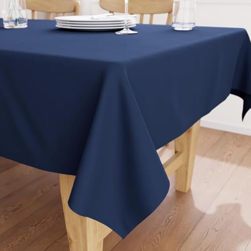Encasa XO Baumwoll-Canvas-Tischdecke | Scotch Blue Einfarbig | Rechteckige Größe 140x230 cm | Esstischdecke zur Dekoration – maschinenwaschbar