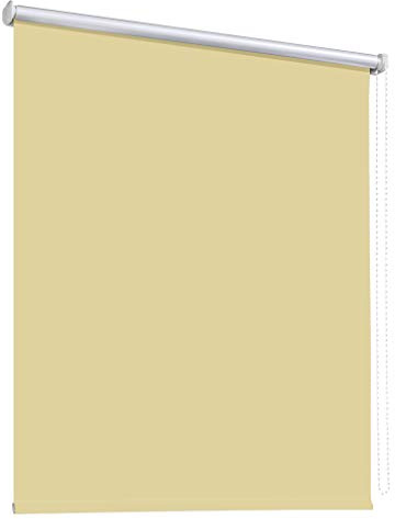 deko-raumshop Thermorollo Verdunkelungsrollo Hitzeschutz Seitenzugrollo Fenster Rollo 11 Farben Breite 60 bis 240 cm Stoff lichtundurchlässig Thermo Beschichtung Weiß Silber (180 x 175 cm/Creme)