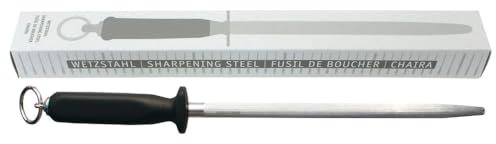 Dönges Wetzstahl, Länge 10 ', mit PVC-Heft (Schleifstein Wetzstein Schleifstab Abziehstein Messerschärfer Klingenschärfer), aus Diamant-Hartchrom, runde Form, mit Aufhängering am Heft