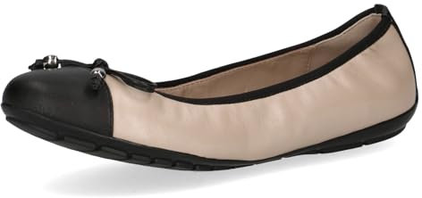 CAPRICE Damen Ballerinas aus Leder mit Lack, Beige (Beige Comb), 42 EU