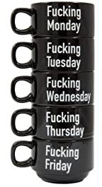 Fisura | Set de 5 Tazas de Café Originales. P.Semana. Cerámica. 120 ml. 11 x 6 cm (Inglés)