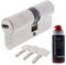 ToniTec Set aus ABUS Zylinderschloss als Doppelzylinder EC550 mit 3 Schlüssel Größe 50 60 mm + ToniTec Pflegespray