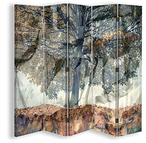 Trennwand Spanische Wand Herbst Paravent 5-teilig 360 Grad Baum Orange 180x170 cm