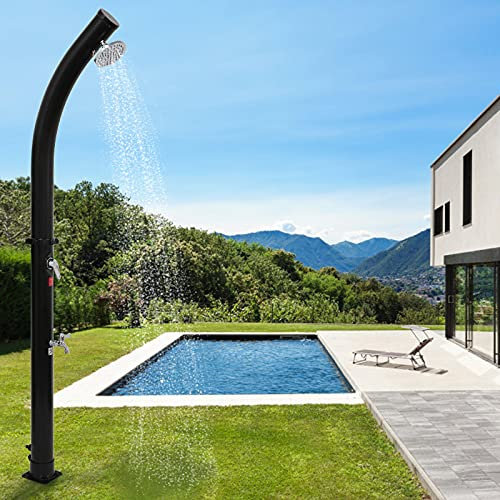 XUANYU Douche solaire avec réservoir d'eau de 18 l max. 60 °C avec pommeau de douche et robinet, hauteur 217 cm (18 l avec robinet)