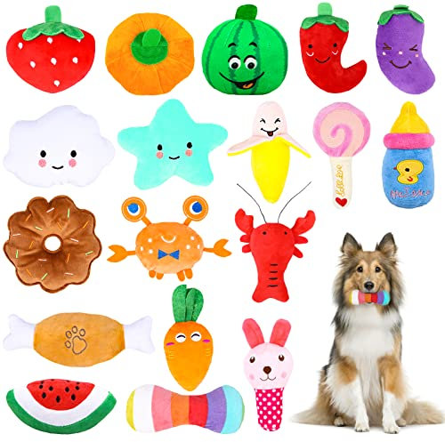 AOKEASE Hundespielzeug, 18 Stück Quietschendes Hundespielzeug, Welpenspielzeug, Hunde Plüschspielzeug für Hund aus natürlicher Baumwolle, Kuscheltier für Welpen, Medium und Große Hunde.
