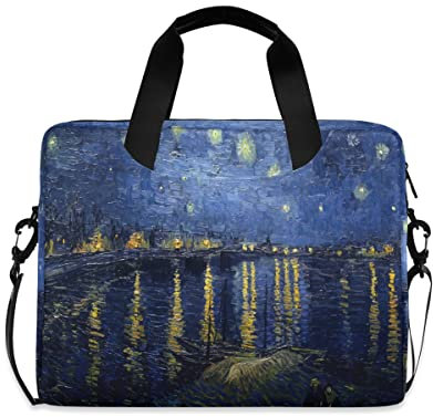 Vincent Van Gogh Starry Night Mädchen 14 Zoll Laptoptasche Kinder 10 Tablet Hülle Tasche Handtasche für Zweitschule Frauen 15,6 Zoll Computer Tasche Aktentasche