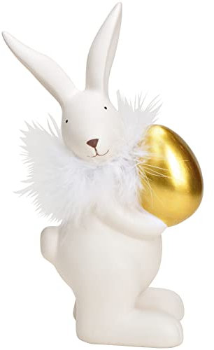 matrasa Hase mit goldenem Ei - Dekofigur Dekohase Hasenfigur Osterdeko Deko Ostern 8x19x10cm