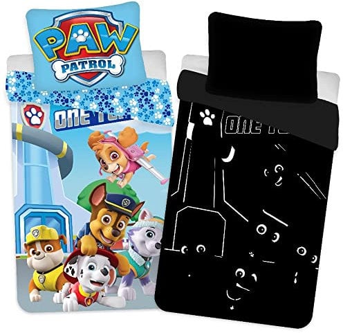 BRANDMAC Bettwäsche – Erwachsenengröße 140 x 200 cm – leuchtet im Dunkeln – Paw Patrol (1029035)