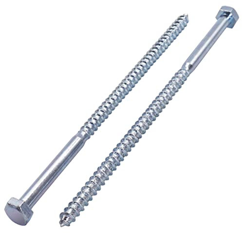 SKIR'CO (6 pz) DIN 571 Viti per legno a testa esagonale in acciaio zincato M8 x 200 mm, viti per autobus, viti esagonali, bulloni per ritardo